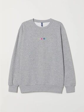 H&M | Grey Embroidered Crewneck Sweatshirt